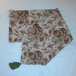 Pumpkin & Floral Tapestry Jacquard Woven Table Runner - 90 inches